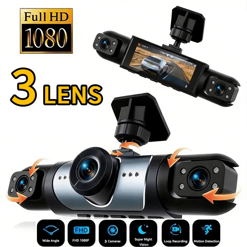 Panoramic Dash Cam 360 - 360 ° Dashcam Panoramica a Tre