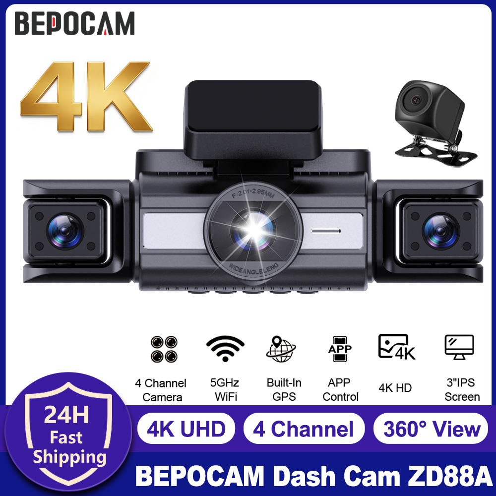 BEPOCAM Dash Cam a 4 Canali 4K - Panoramic Dash Cam 360 recensione e prezzo